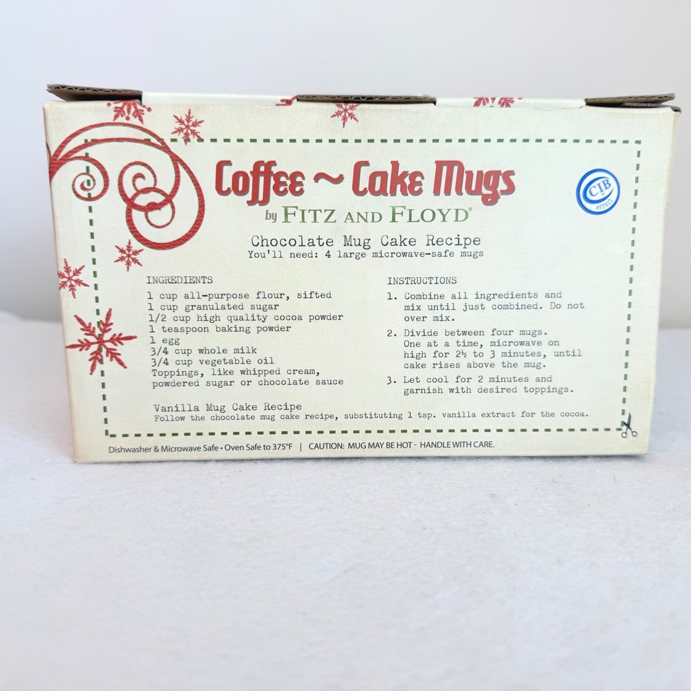 Fitz and Floyd Coffee Cake Mugs Set of 2 Santa‎ White NEW Holiday 29-873 - Picture 6 of 7
